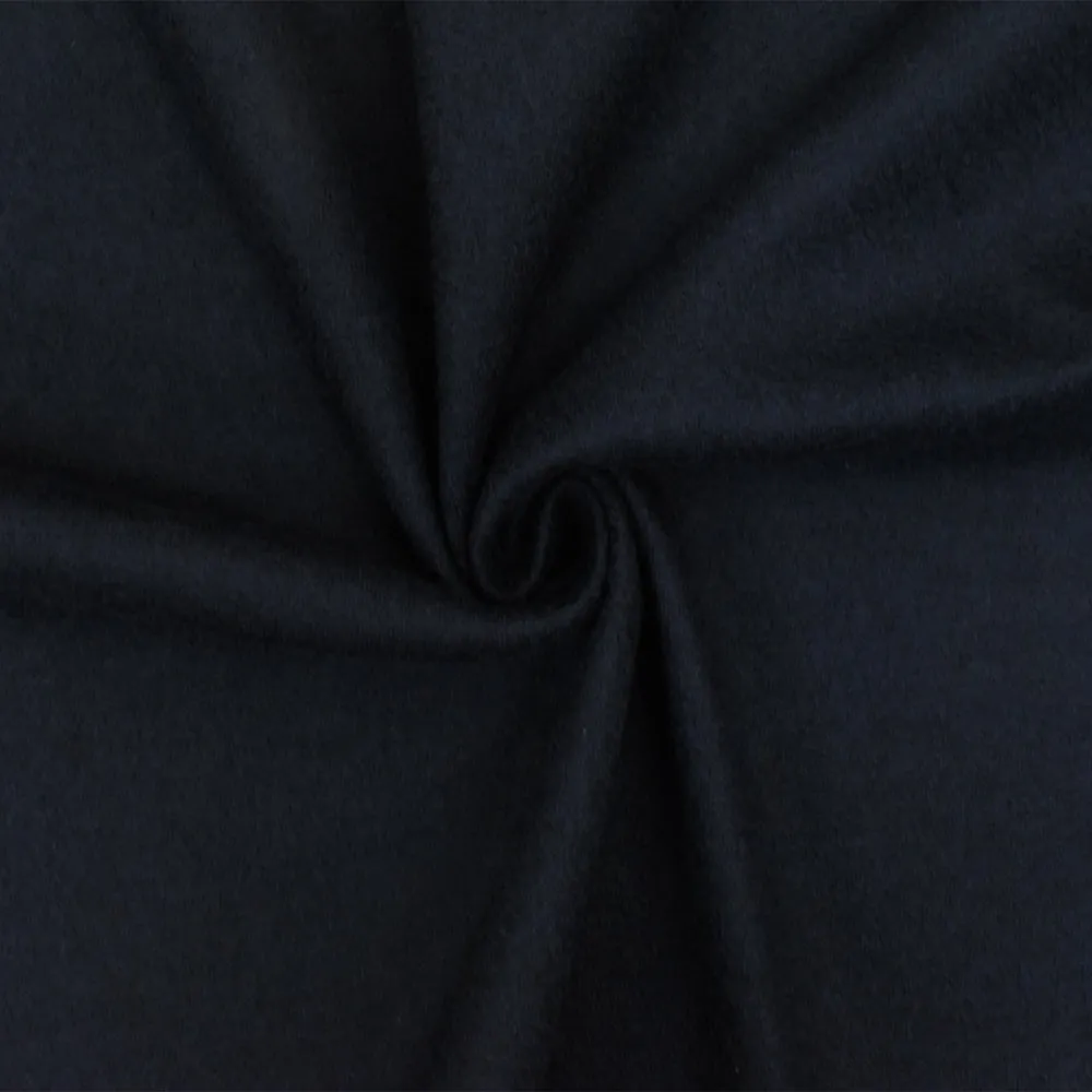 Night Blue Solid Brushed Back Wool-Poly Jersey Knit Fabric