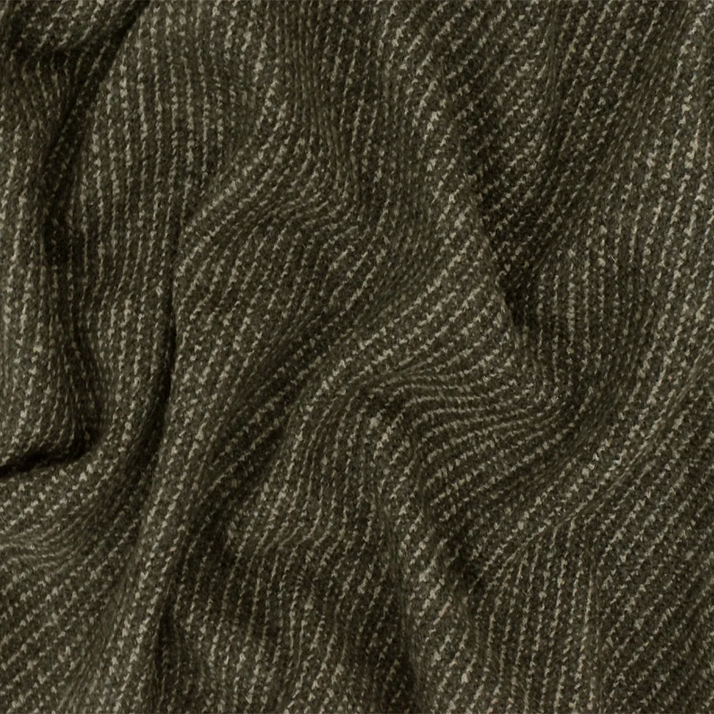 Olive-Brown-Black Textured Wool-Acrylic Twill Woven Jacketing Fabric