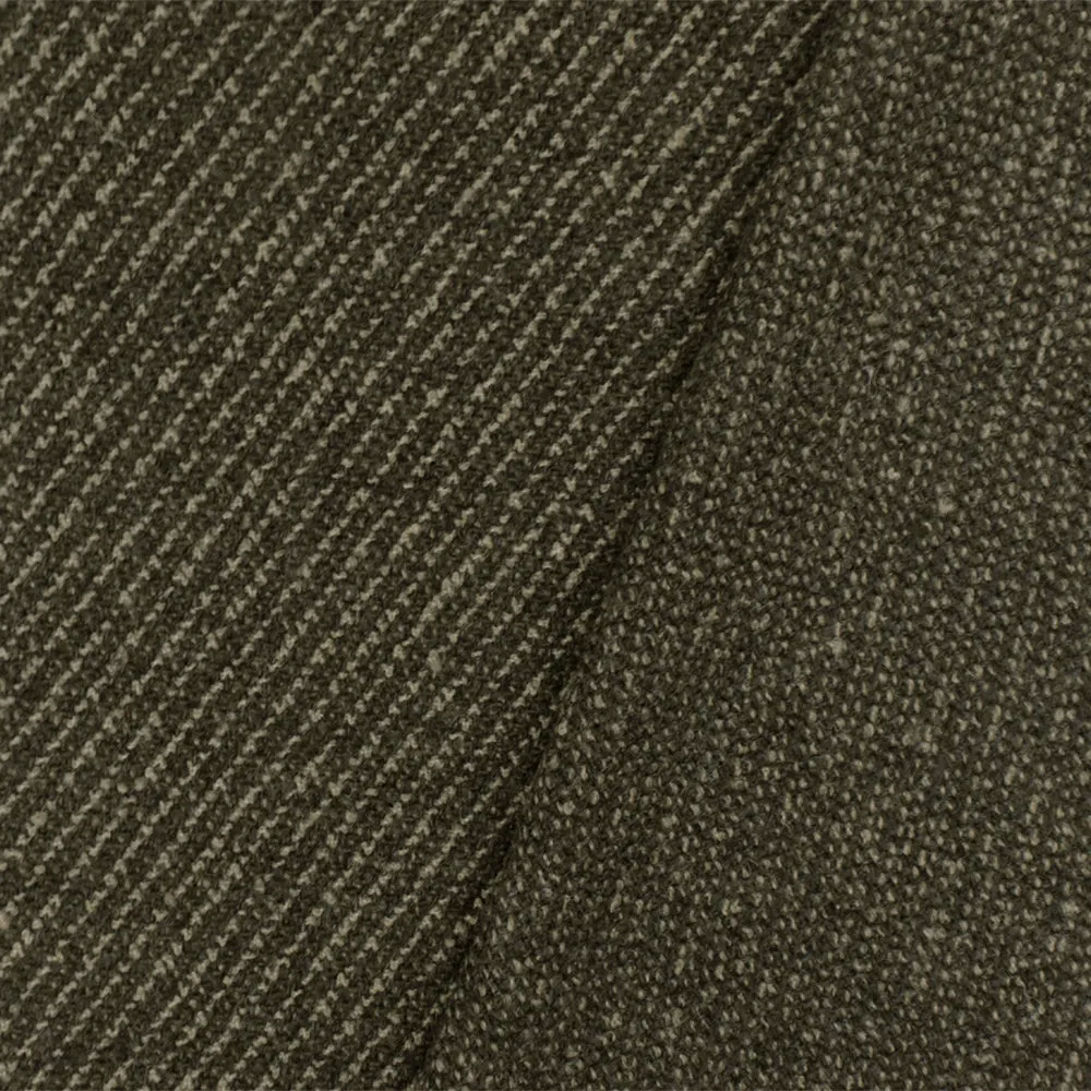 Olive-Brown-Black Textured Wool-Acrylic Twill Woven Jacketing Fabric