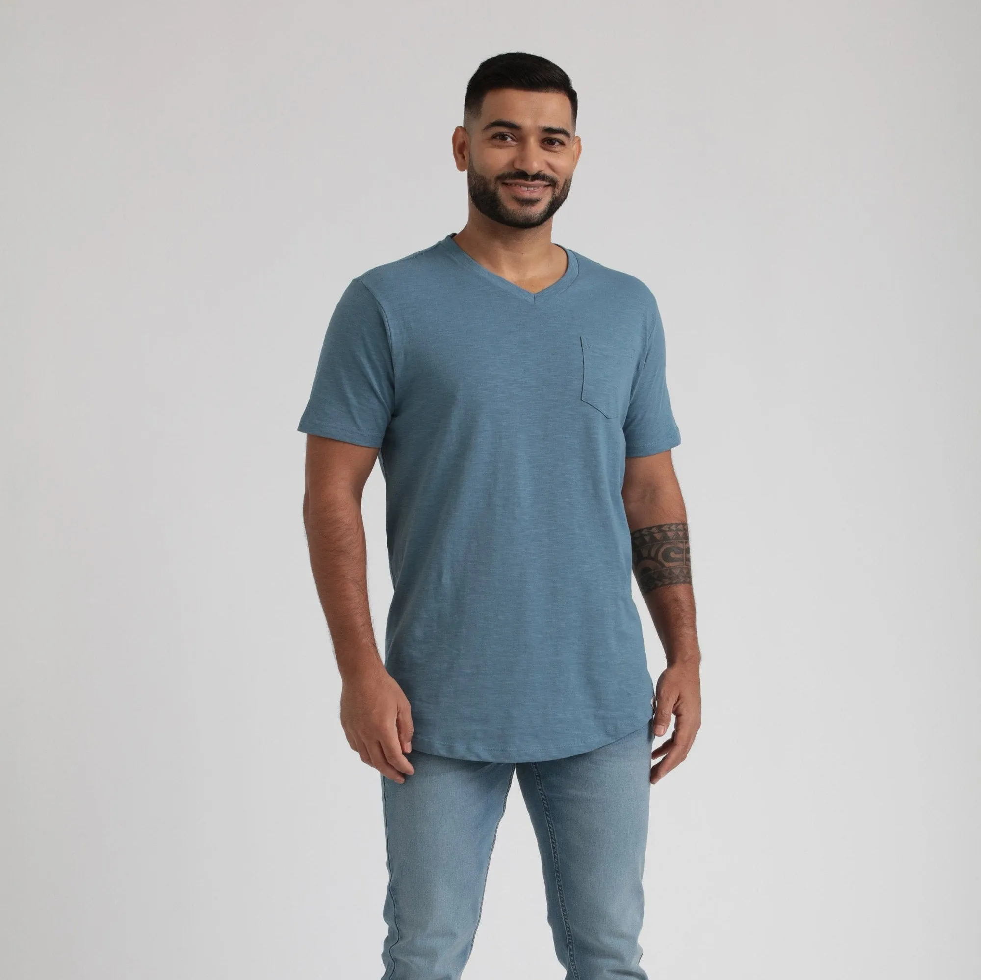 Organic Slub Pocket V-Neck Tee