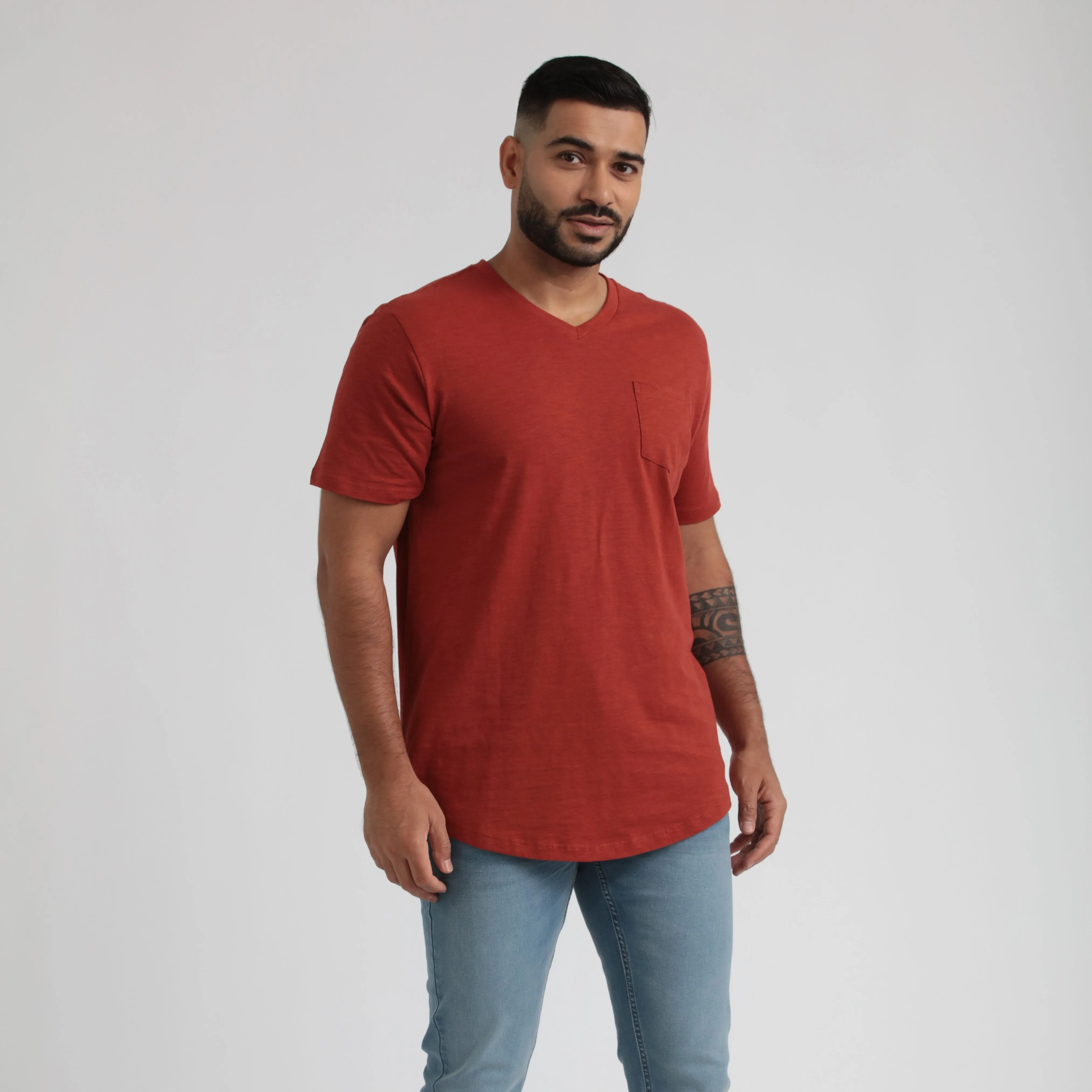 Organic Slub Pocket V-Neck Tee