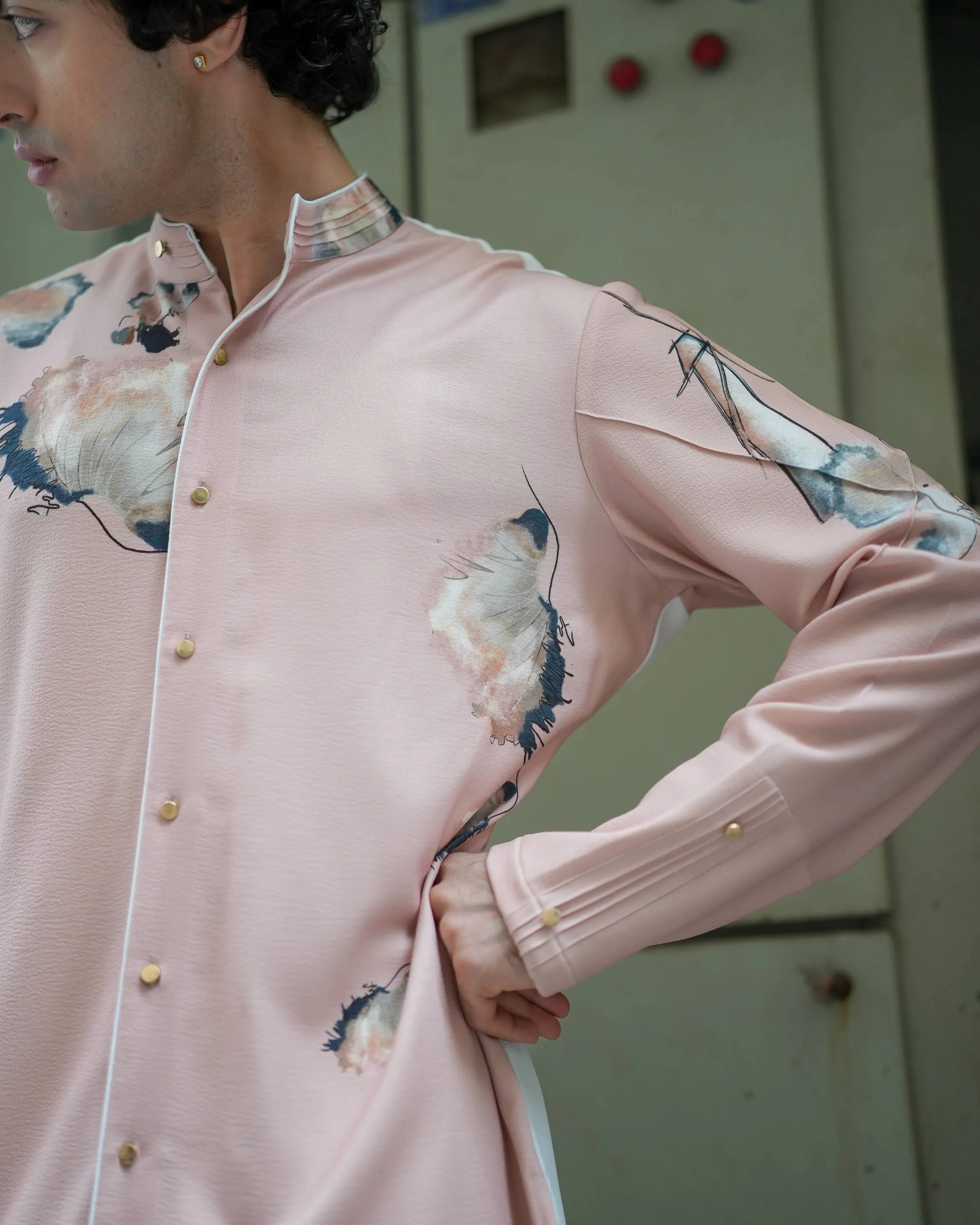 Pale Pink Print Kurta