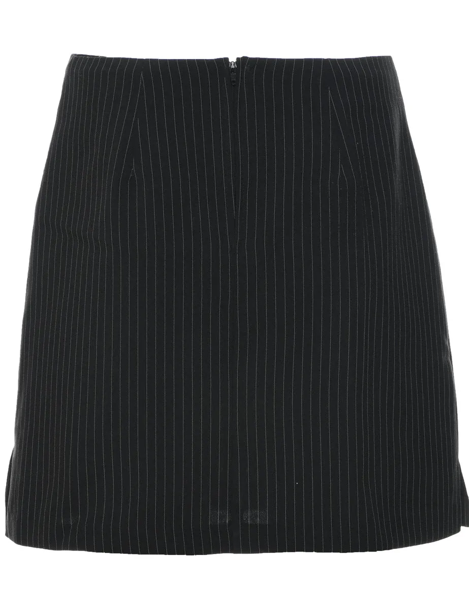 Pinstriped A-line Skirt - M