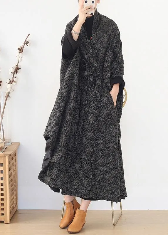 plus size Jackets & Coats cloak coatgrayv neck woolen outwear