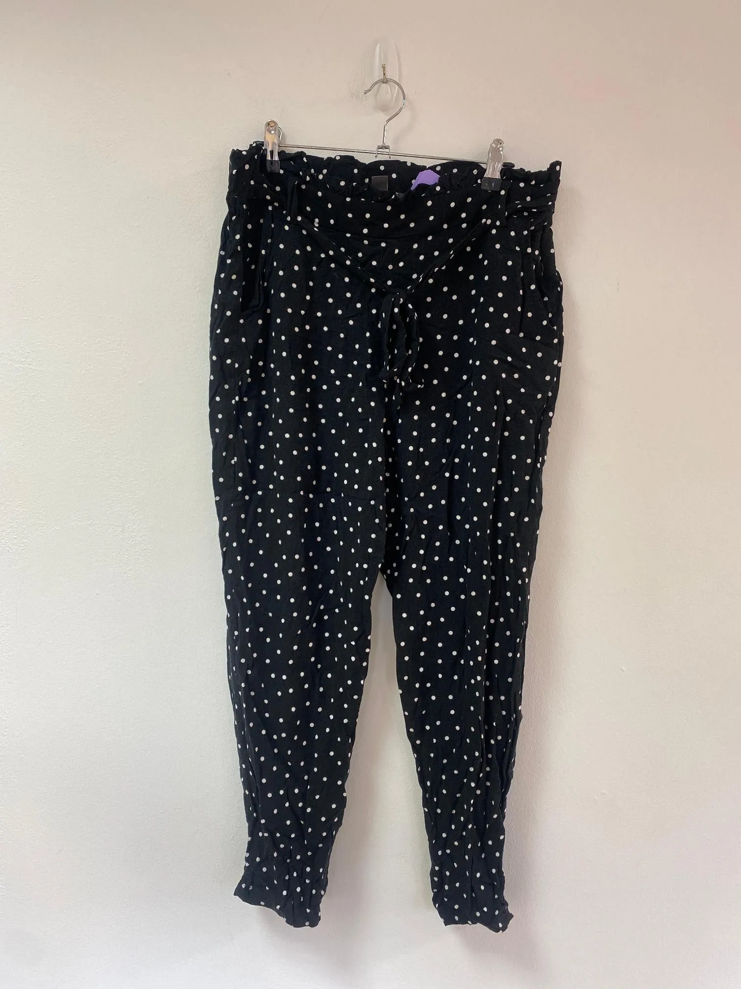 Polka Dot Paperbag Trousers, Primark, Size 14 (Viscose)