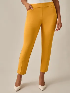 Pull-On Straight Leg Ankle Pants, Gold Signature