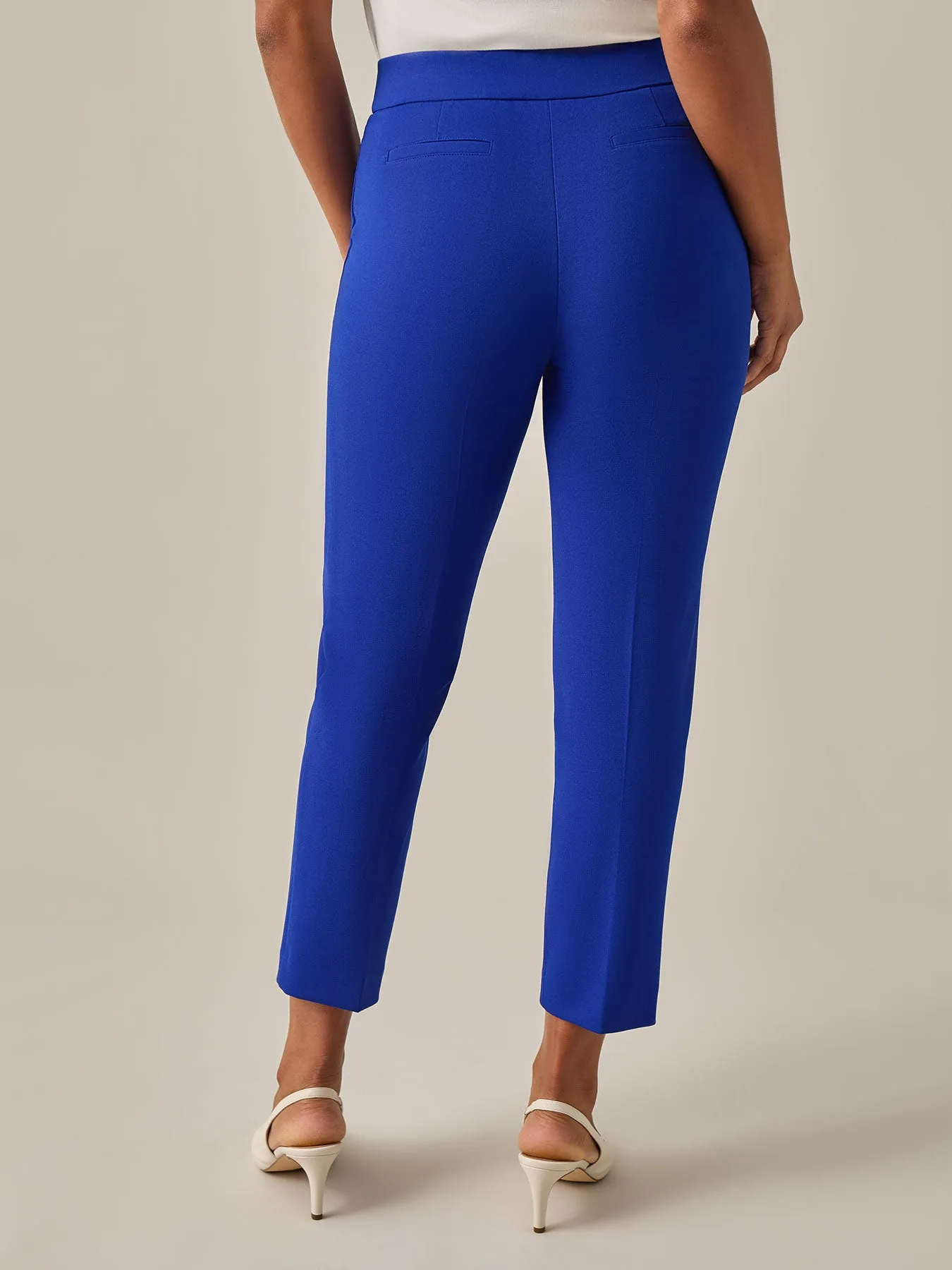 Pull-On Straight Leg Ankle Pants, Royal Signature