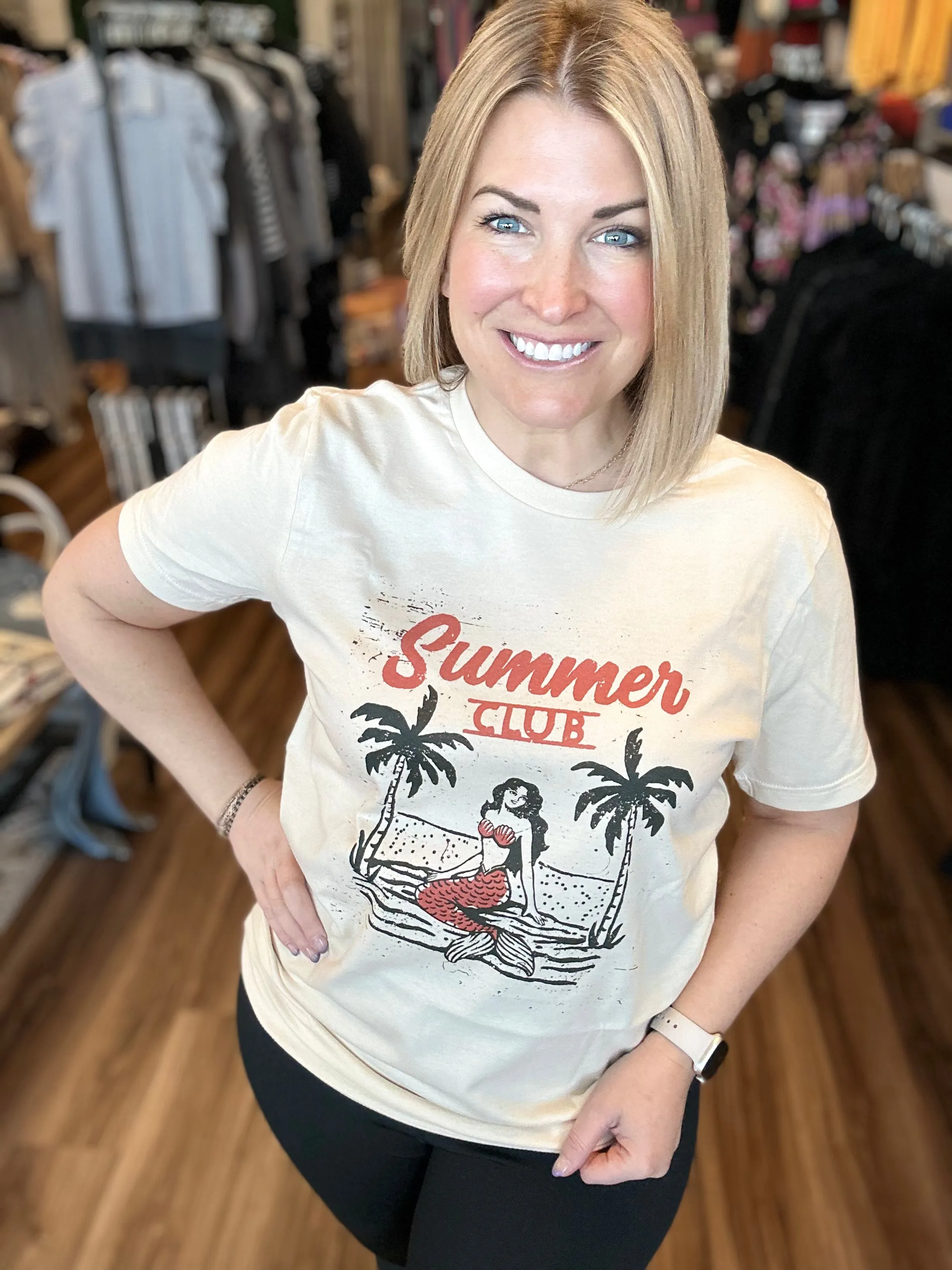 Retro Collection: Summer Club with Mermaid Graphic Tee