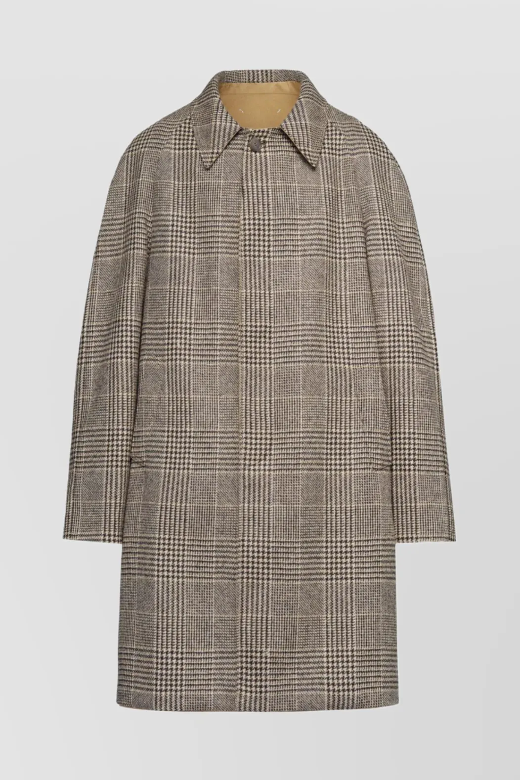 Short checked trench coat with wide sleeves