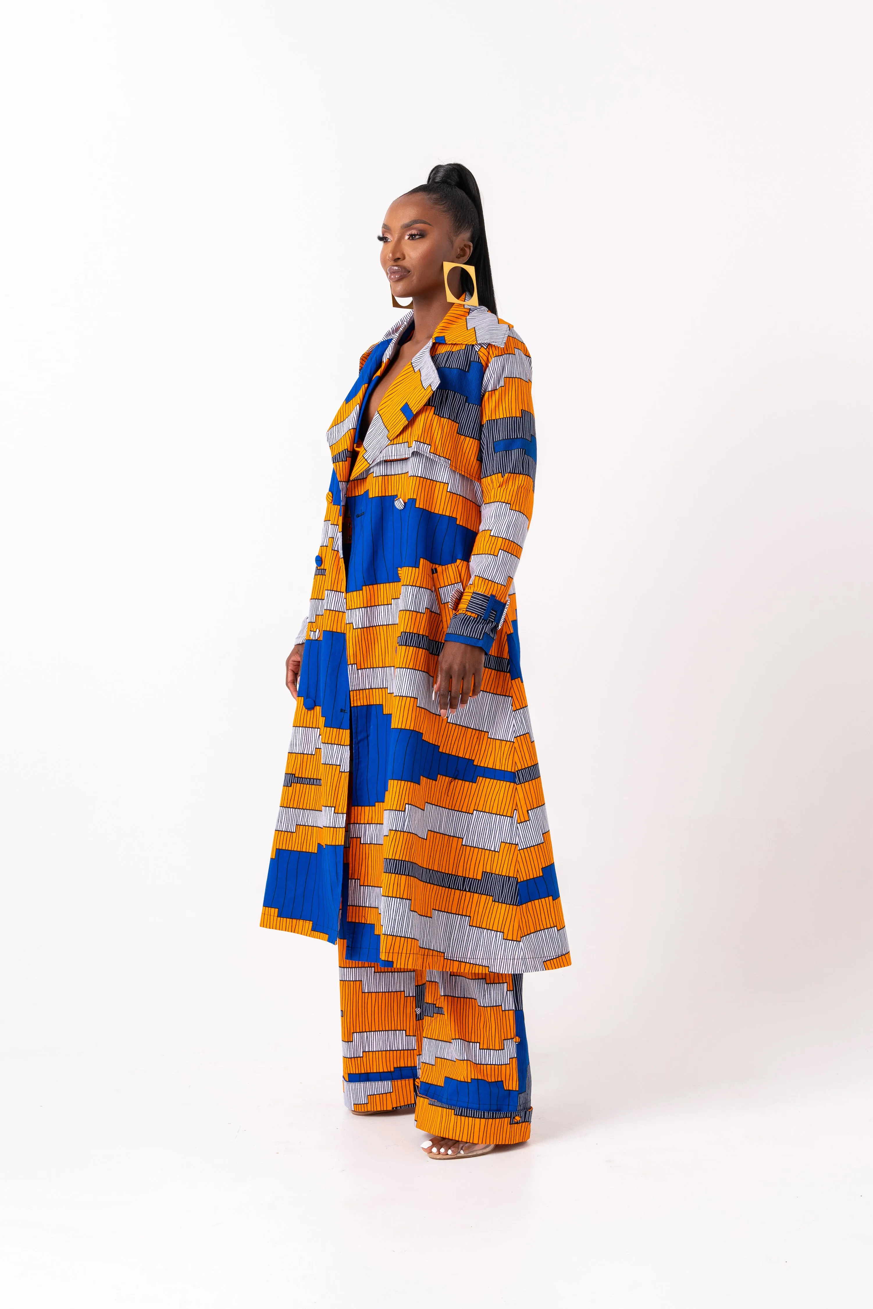 SOMIE African Print Trench Jacket