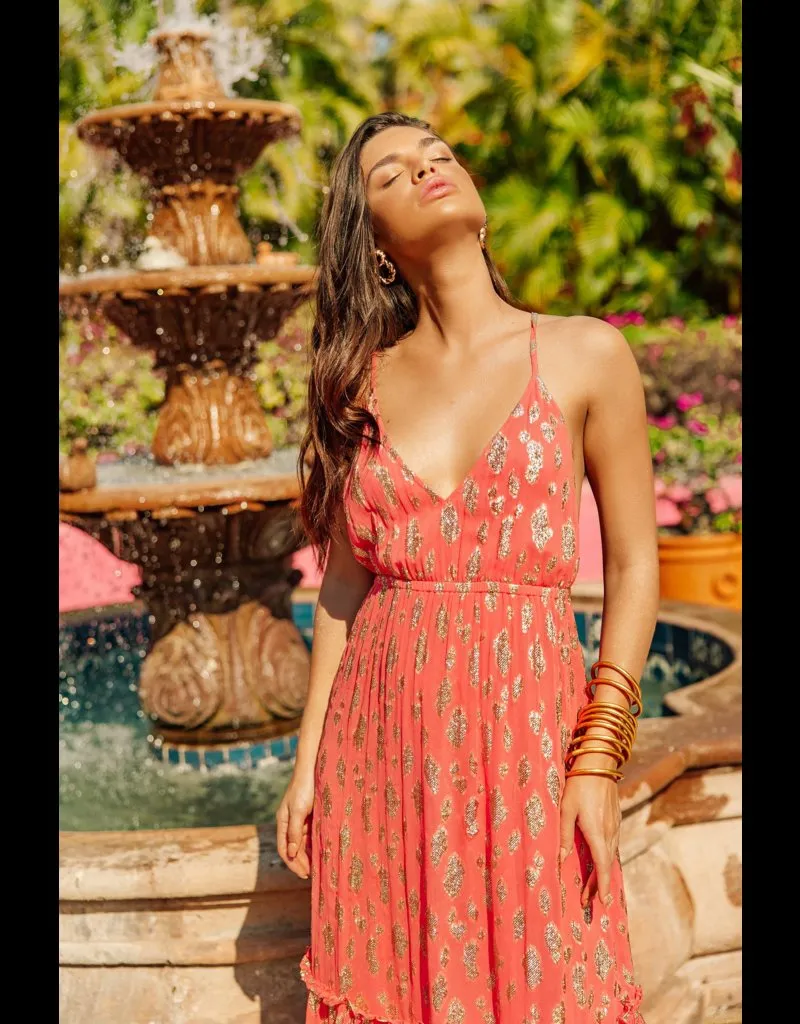 Sundress Pink and Gold Maxi Dress