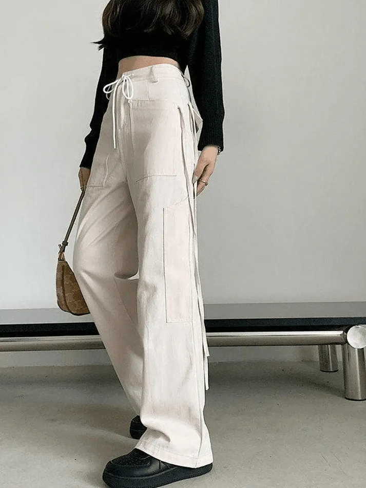 Tie Strap Straight Leg Pants