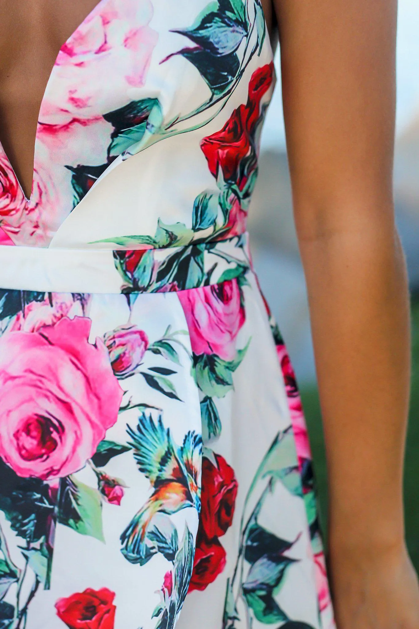 White Floral High Low Dress