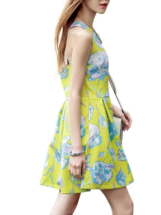 Wholesale Floral Print Dresses With Crossed Back