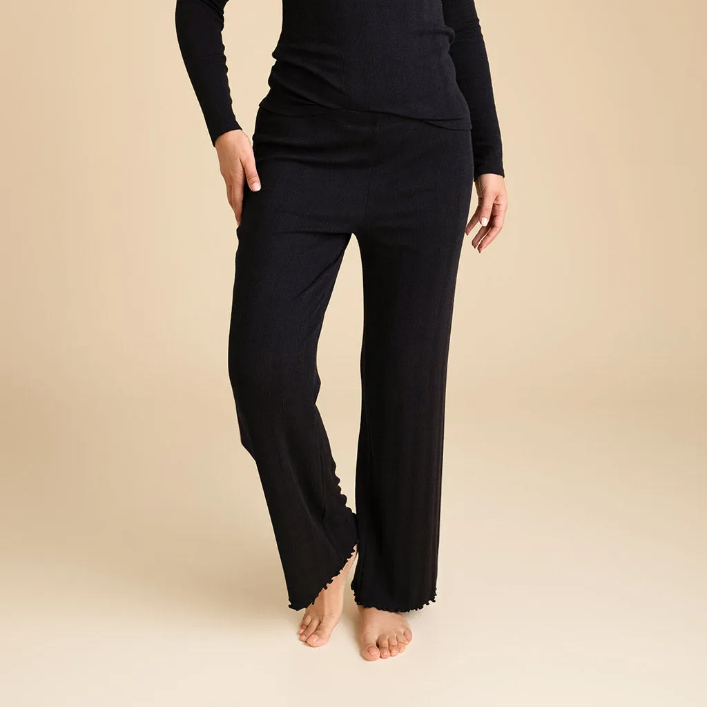 Women's Black Pointelle Pants